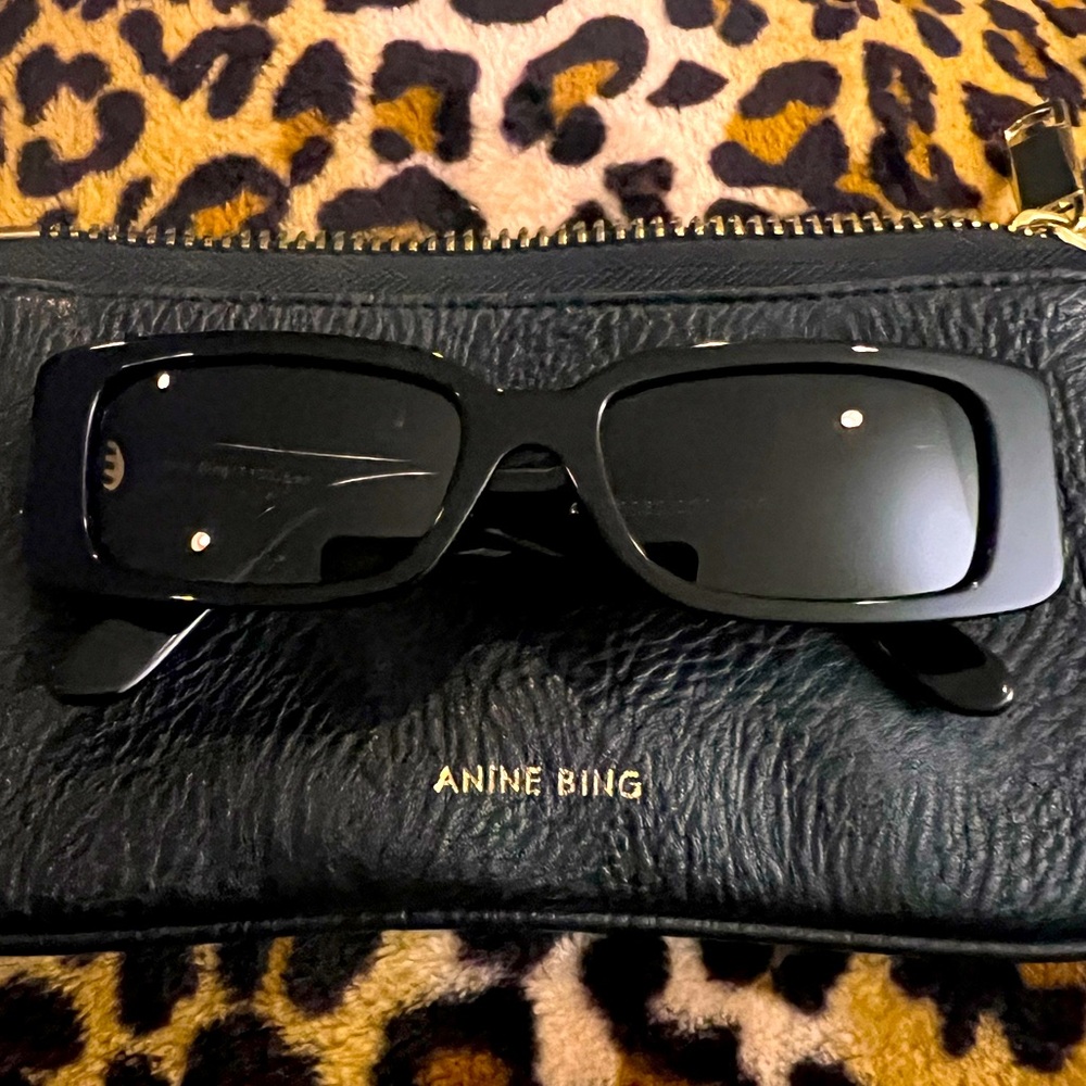 Anine Bing black sunglasses with pouch